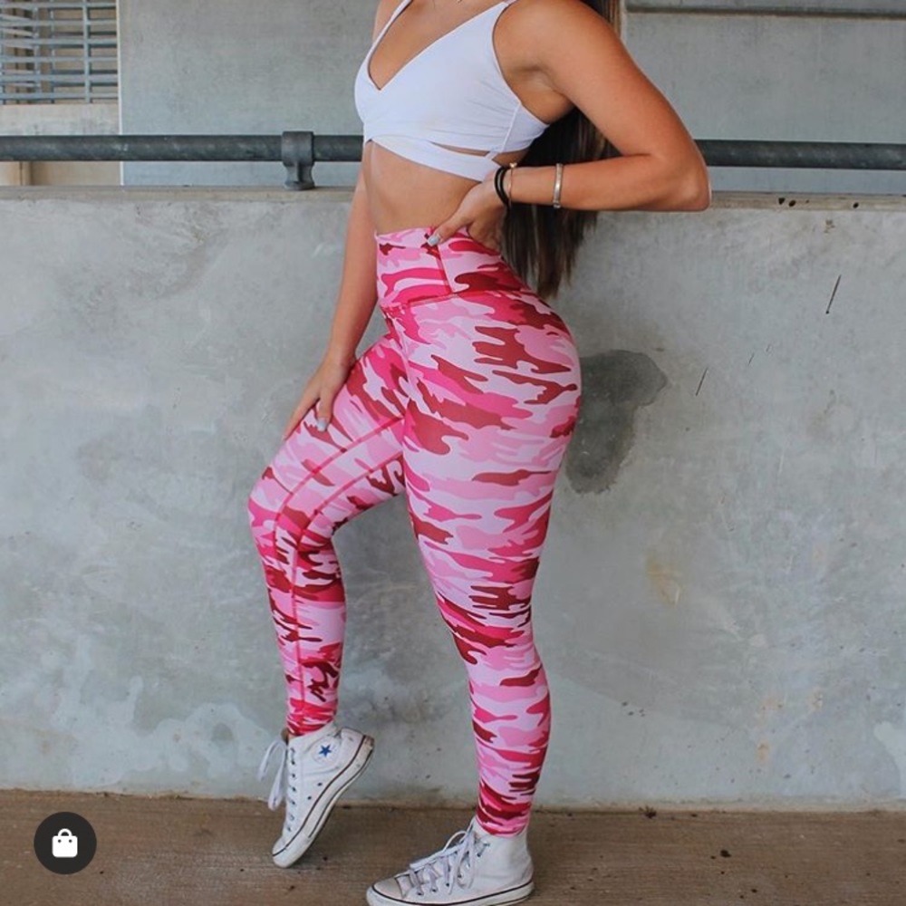 Til You Collapse Pink Camo Leggings